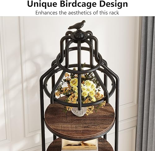 Miniatura 8 de Tribesigns Estantería estrecha y alta de 4 niveles, estantería rústica pequeña, estantes de exhibición independientes para sala de estar, oficina en