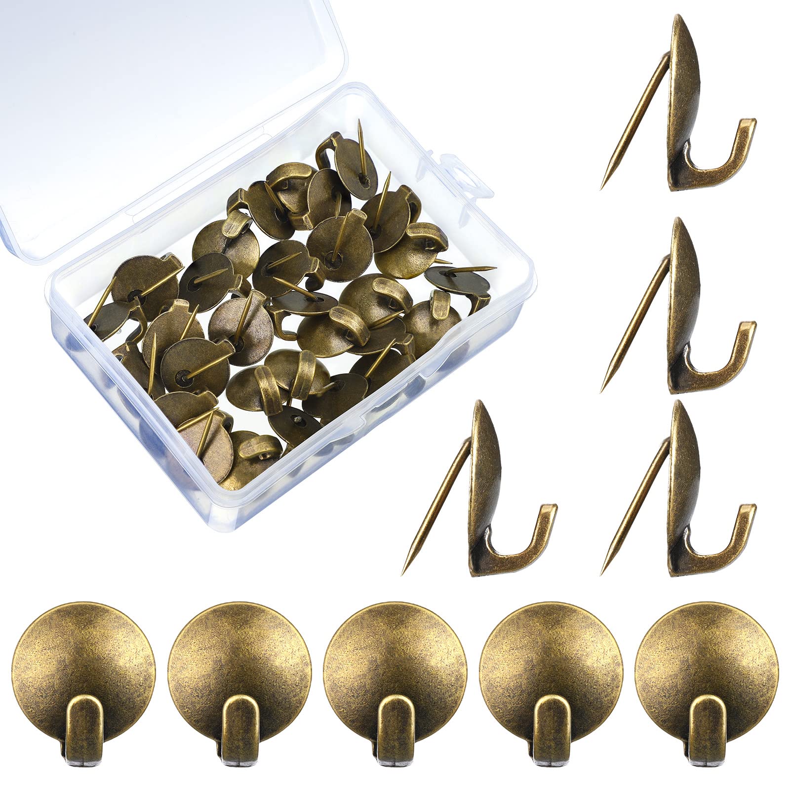 Crochets muraux en métal bronze supportant 9 kg pour suspension sur panneau de tissu