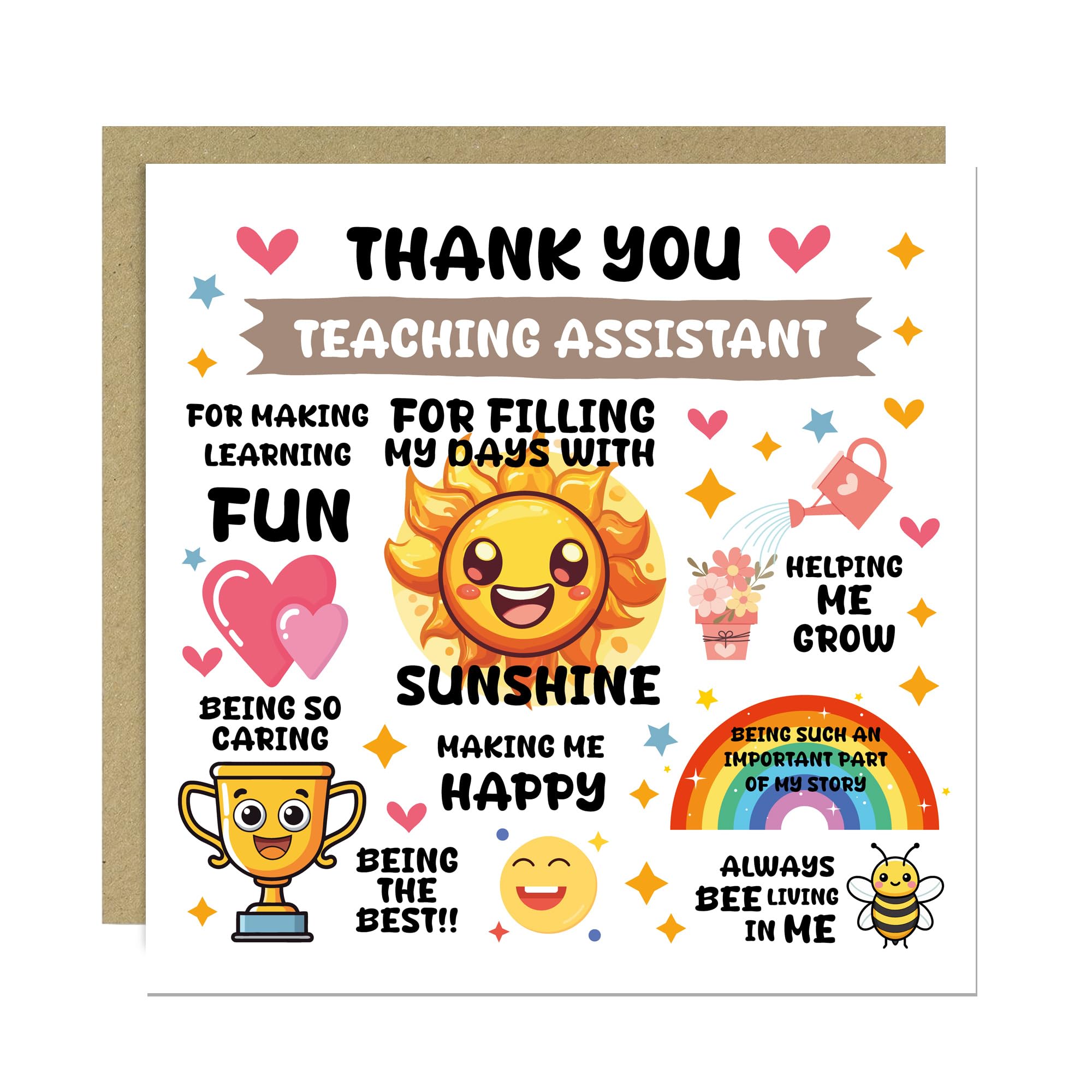 RED OCEAN Thank You Card For Teaching Assistant With Kraft Envelope Teacher Appreciation Cards To Say Thank You TA Cards For Men Women Novelty Teacher