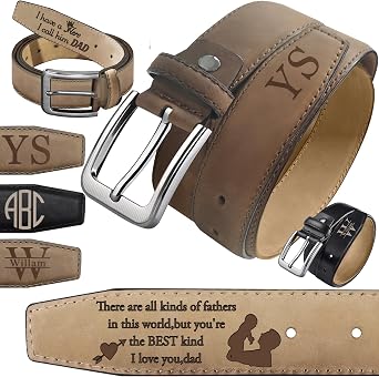 Personalized Leather Belt for Men Custom Engraved Leather Belts Valentines Day Fathers Day Gift for Dad Husband