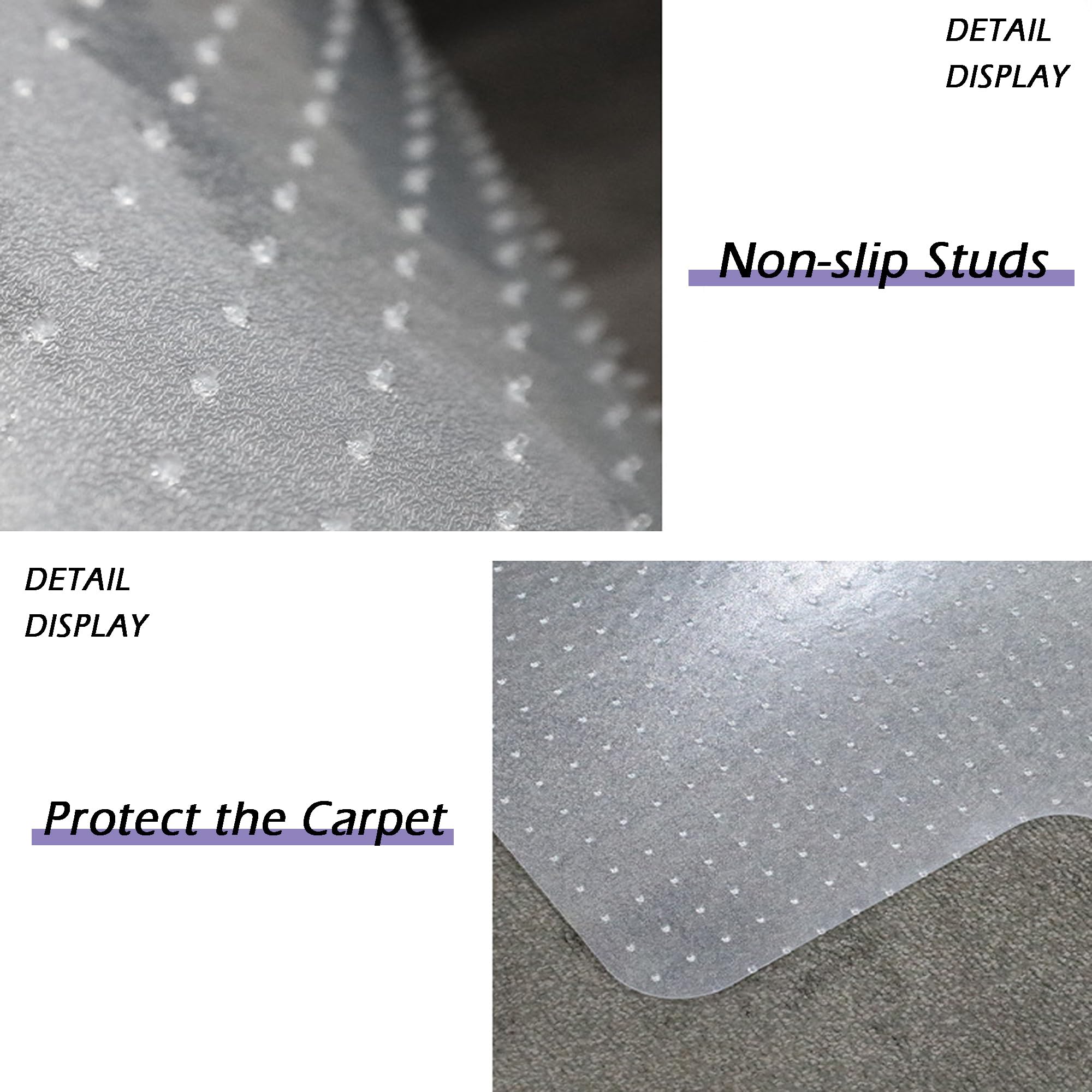Bodenschutzmatte, Bürostuhlmatte für Teppichböden, Bodenmatte mit rutschfester Noppenlippe, transparente Teppichschutzmatte, Gaming-Stuhlmatte, Stuhlunterlage (90 x 120 cm)