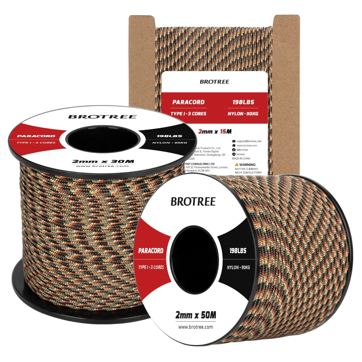 Paracorde Brotree 3mm 50M – Nylon 100%, Charge 192kg, Résistante UV, Pour Outdoor Et Artisanat