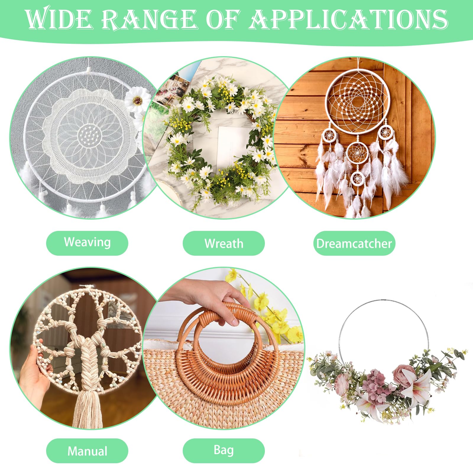 GZGXKJ 12 Anneaux Métalliques Attrape-Rêves 5-20 Cm – Cerceaux DIY Couronnes Mariage Déco Murale