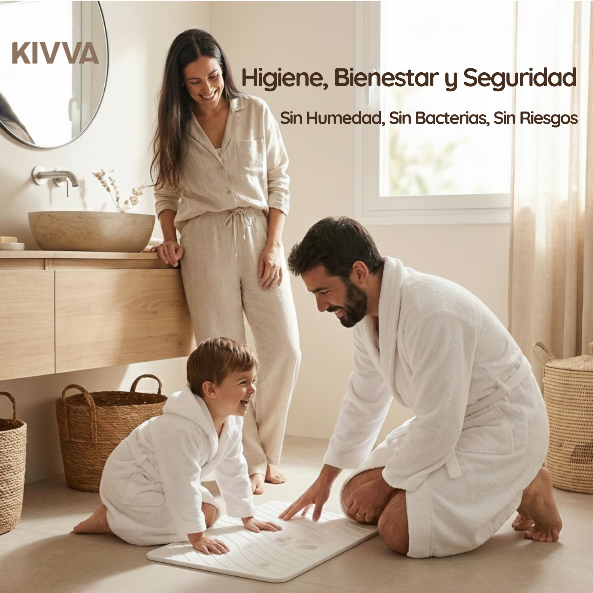 Kivva Alfombrilla Diatomita - Alfombra Baño Diatomita - Alfombra Baño Secado Rapido - Baño Piedra Diatomea - Alfombrilla - Alfombra Antideslizante - 60x40 - ANTIBACTERIANA - Bath Mat