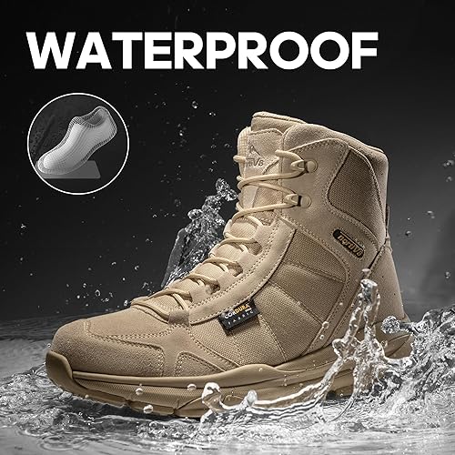 Miniatura 3 de NORTIV 8 Men's Waterproof Lightweight Military Tactical Work Boots Outdoor Hiking Combat Motorcycle Boots