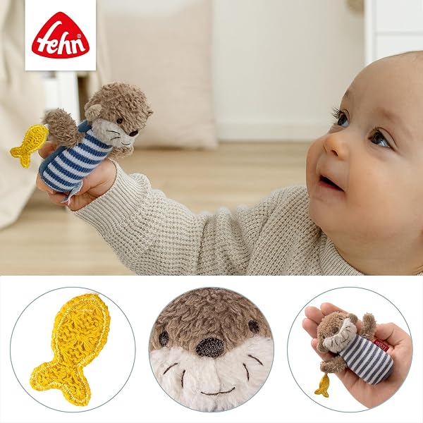 Mini-Rassel Otter – Mini-Greifling zum Rasseln, Fühlen, Spielen mit kuschelweichem Stoff-Tier – ein treuer Begleiter für Babys und Kleinkinder ab 0+ Monaten - 5