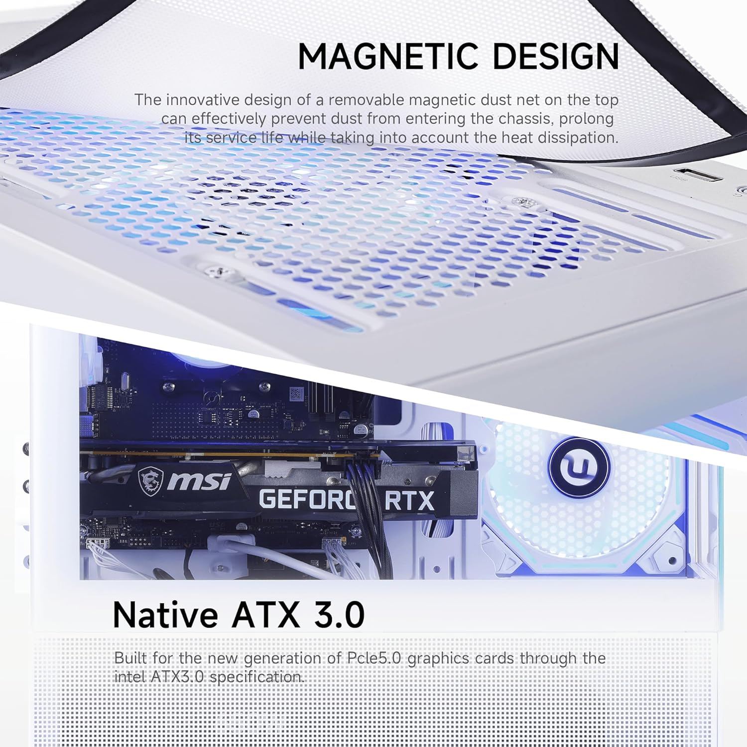 NINGMEI Gaming PC Desktop Computer, Ryzen 7 5700X Gaming Desktop Computer, 32GB RAM 1TB NVMe SSD, GeForce RTX 5060 8GB, Prebuilt Tower PC with Liquid Cooling, 650W PSU, Windows 11 Home, White