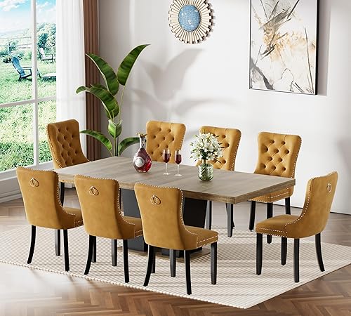 Miniatura 16 de SSLine Juego de mesas de comedor extensibles de 94.5 pulgadas para 6 personas, juego de mesa de comedor de 7 piezas, modernas mesas de cocina Blanco