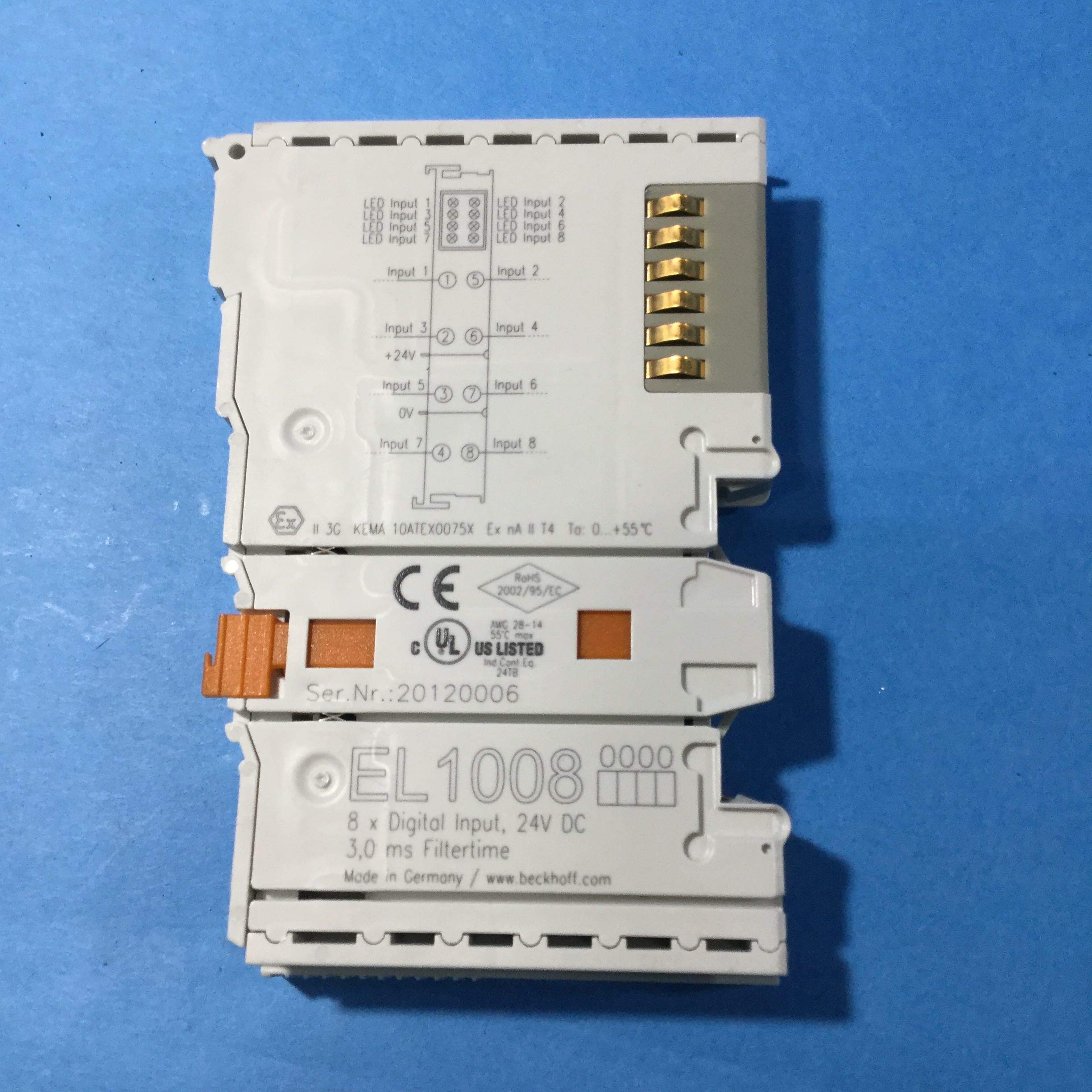 BECKHOFF EL1008 Digital Input, 8-Channel, -25 to +60 Degrees C 