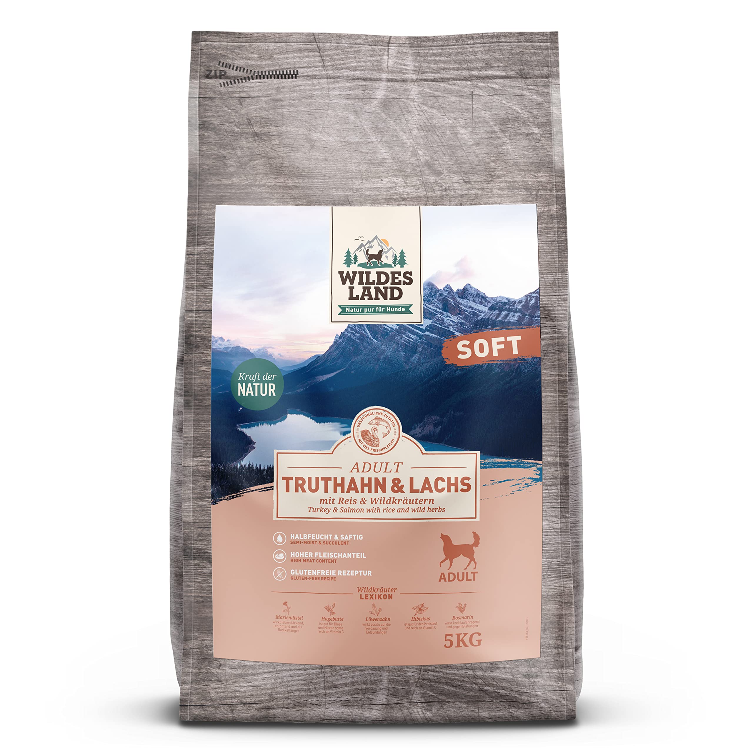 Wildes Land Mangime Cane Sapore Tacchino e salmone 5 Kg