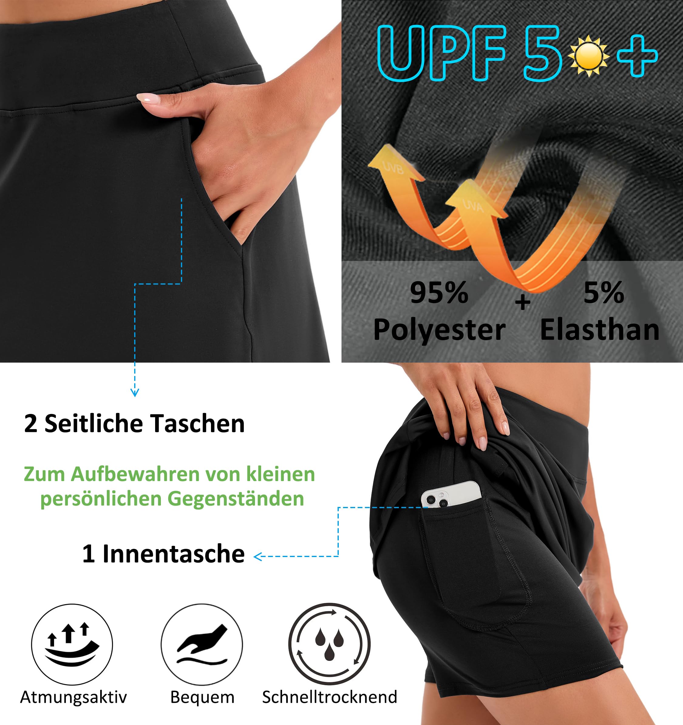 Timuspo Falda de tenis para mujer, cintura alta, pantalones cortos de tenis con interior corto y bolsillos para correr, golf, senderismo