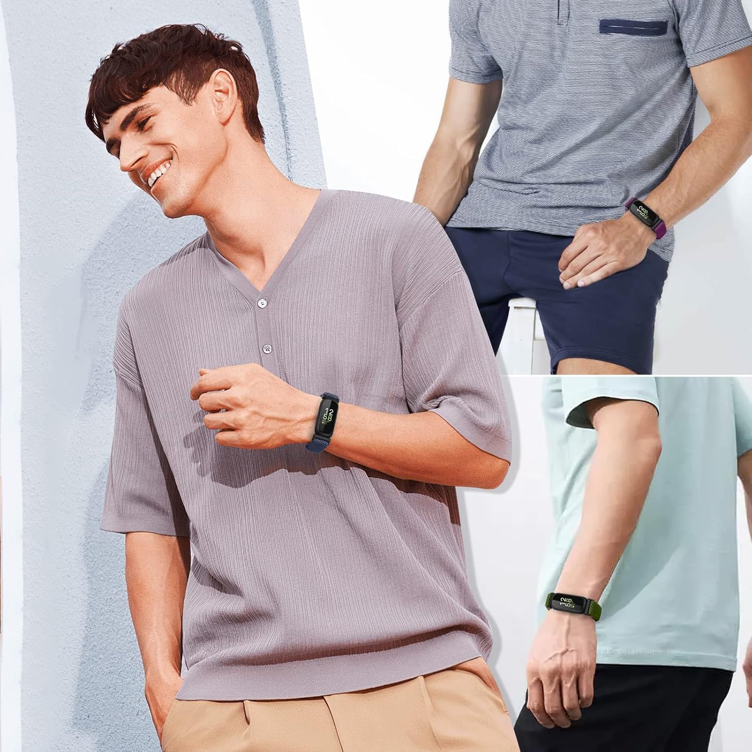 4 Pack Bands Compatible with Fitbit Inspire 3/Inspire 2/Inspire/Inspire HR/Ace 3/Ace 2 Band, Elastic Adjustable Nylon Loop Straps Replacement Sport Stretchy Wristband for Women Men - Image 7