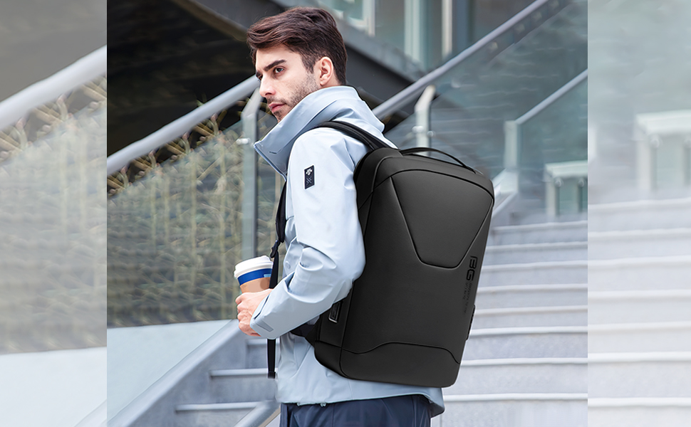 VARLIVOO Uomo Zaini per PC Portatili 15.6 Zainetto con Porta di Ricarica USB Parola d'ordine Serratura Lavoro Affari Viaggio College Università Antifurto Laptop Zaino Polyester Grigio Chiaro