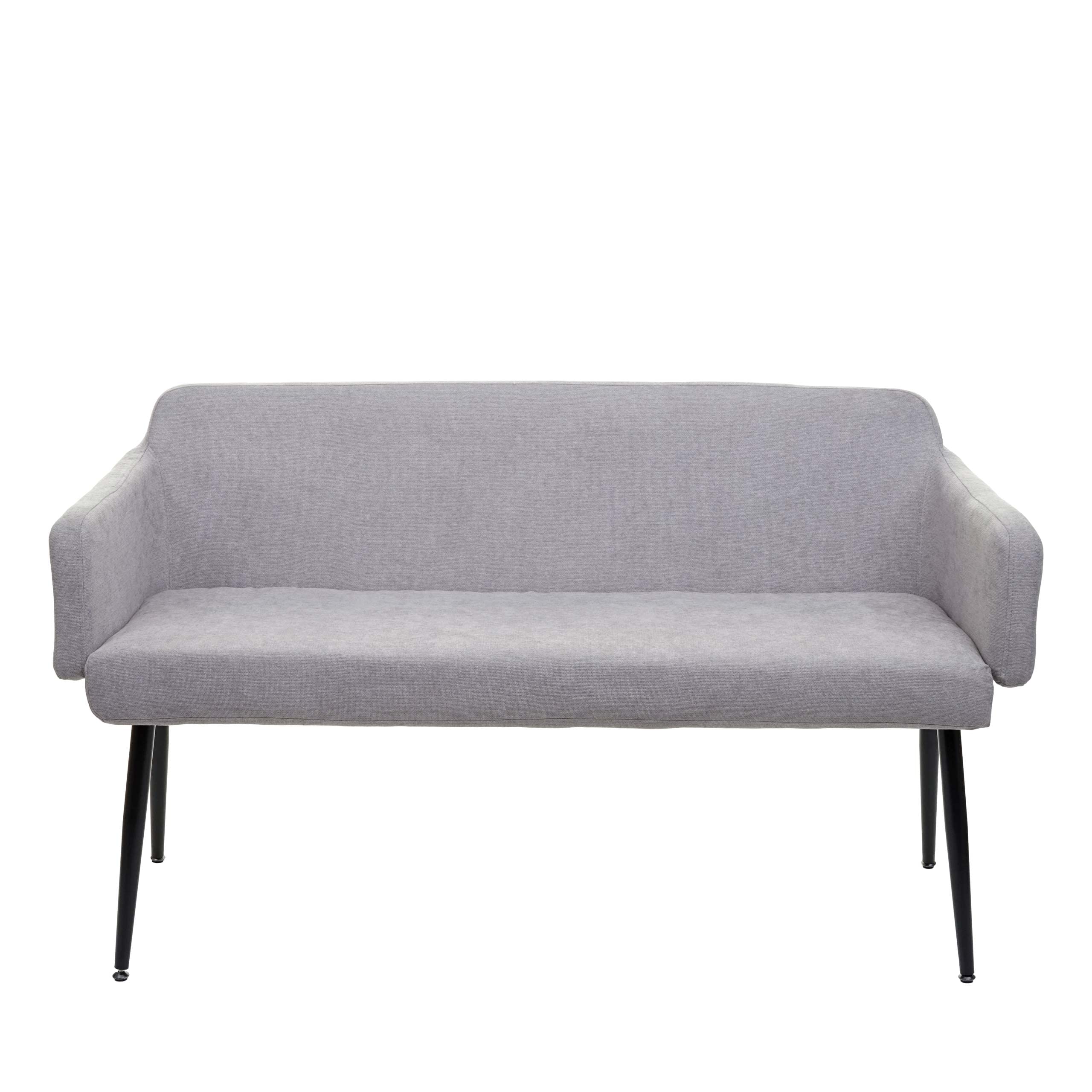 Mendler Sitzbank HWC-L13, Esszimmerbank Bank Polsterbank Garderobenbank Rückenlehne Armlehne Stoff/Textil 133cm - grau