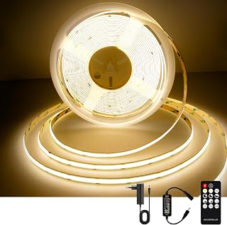 TTWAY COB LED Streifen 2700K Warmweiß, 10M Dimmbares 24V Flexibles COB LED Streifen Licht set, 384LEDs/M, GS Netzteil, mit RF Fernbedienung, CRI90+ helles Unterbaulicht für Fernseher, DIY Dekoration