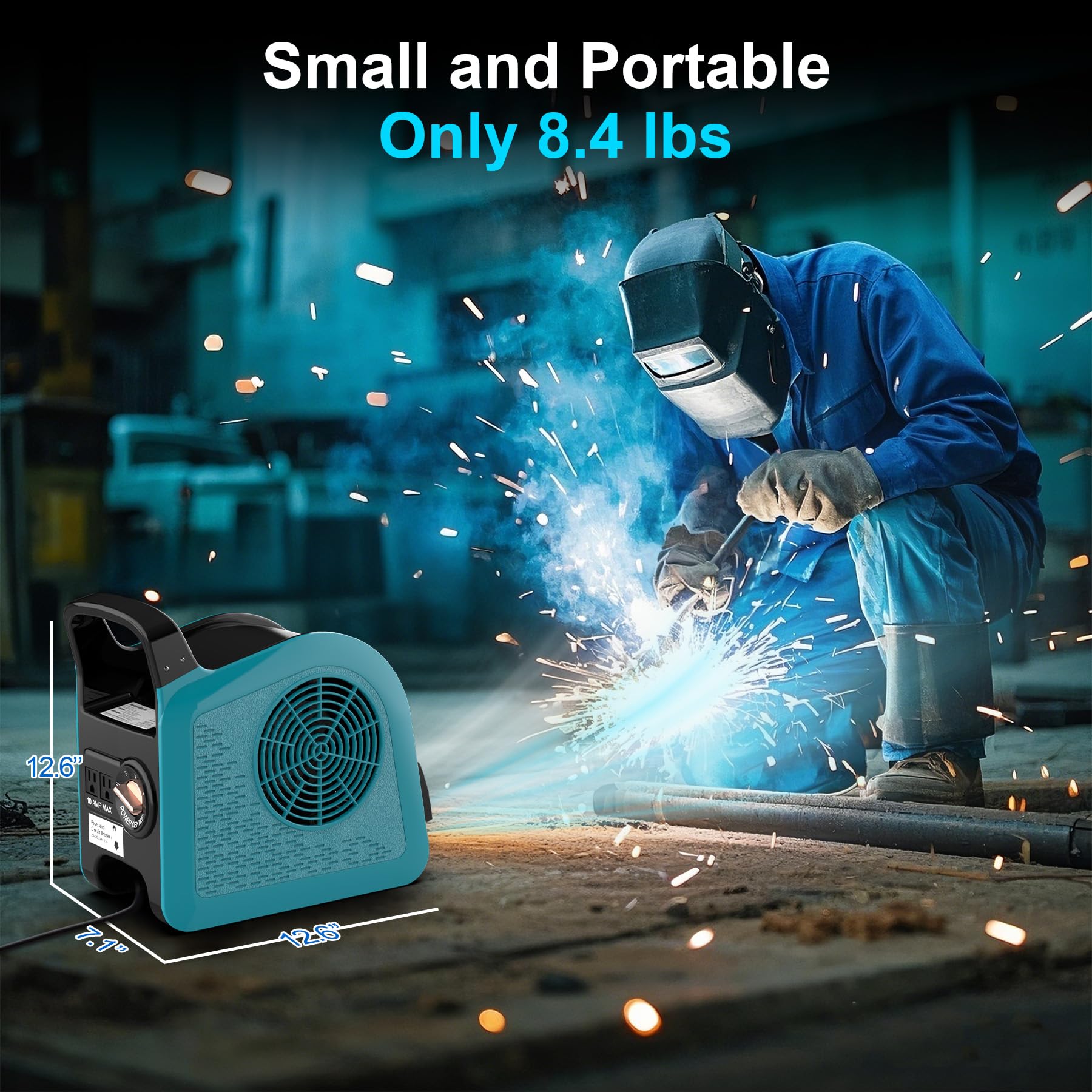 Ventilador de secado de suelo de alta velocidad para enfriar, ventilador de 355 CFM para el lugar de trabajo y el hogar, ventiladores industriales portátiles de 3 velocidades para garaje