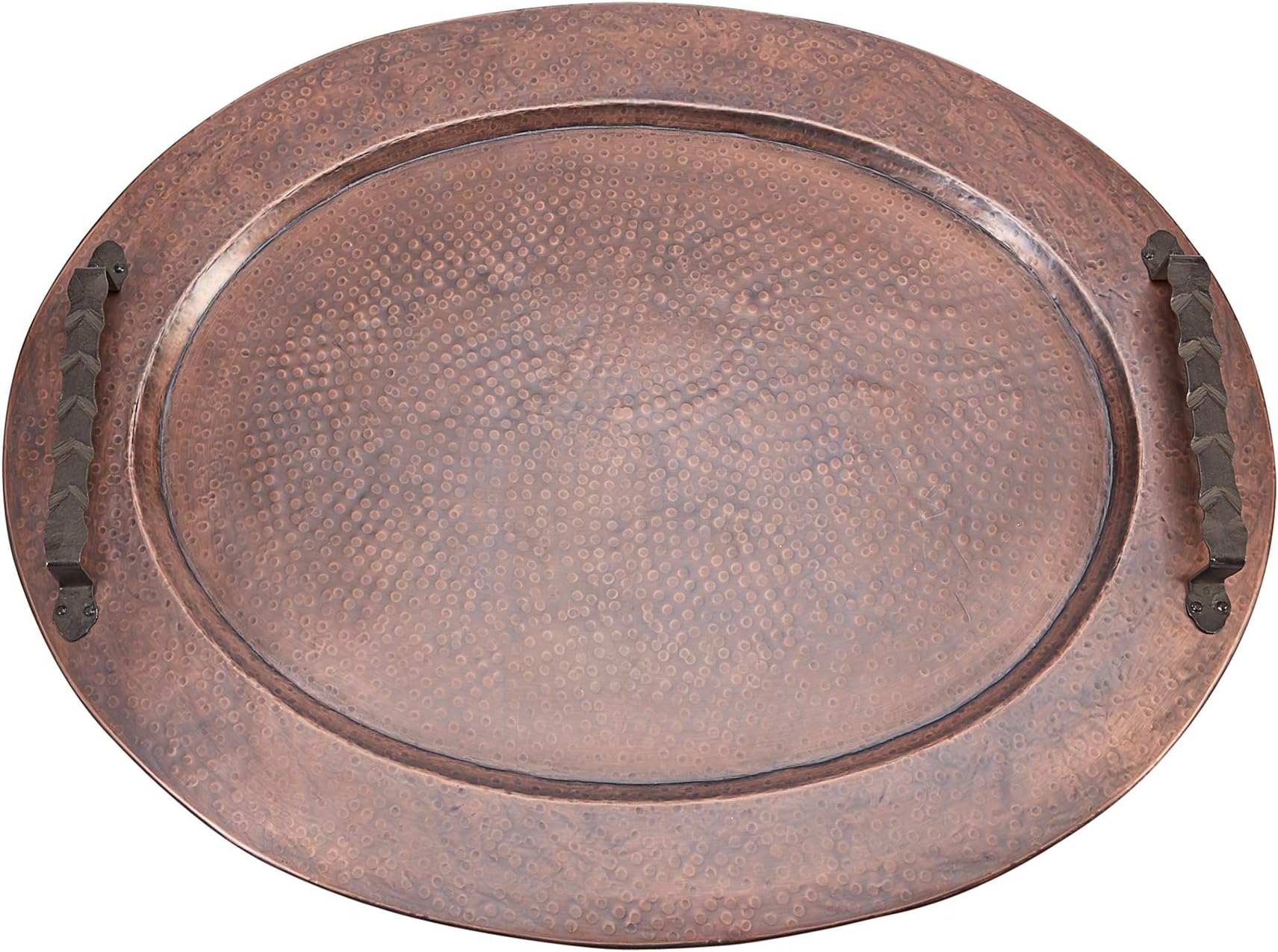 Mud Pie Oversized Hammered Copper Gallery Oval Decorative Tray