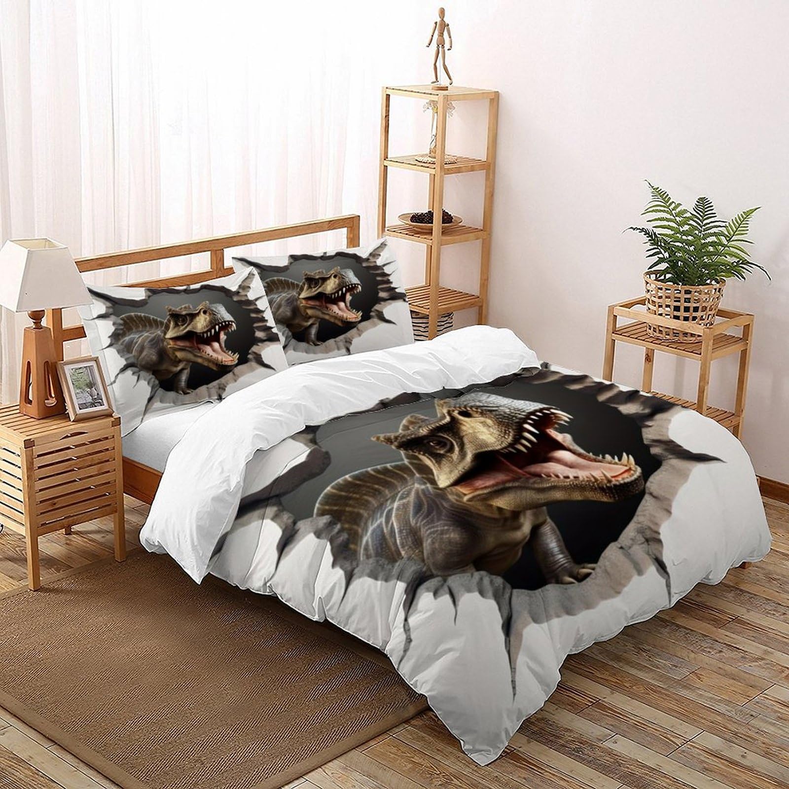 Housse de couette 135x200 motif fox imprimé animal 3D avec taies linge de lit microfibre