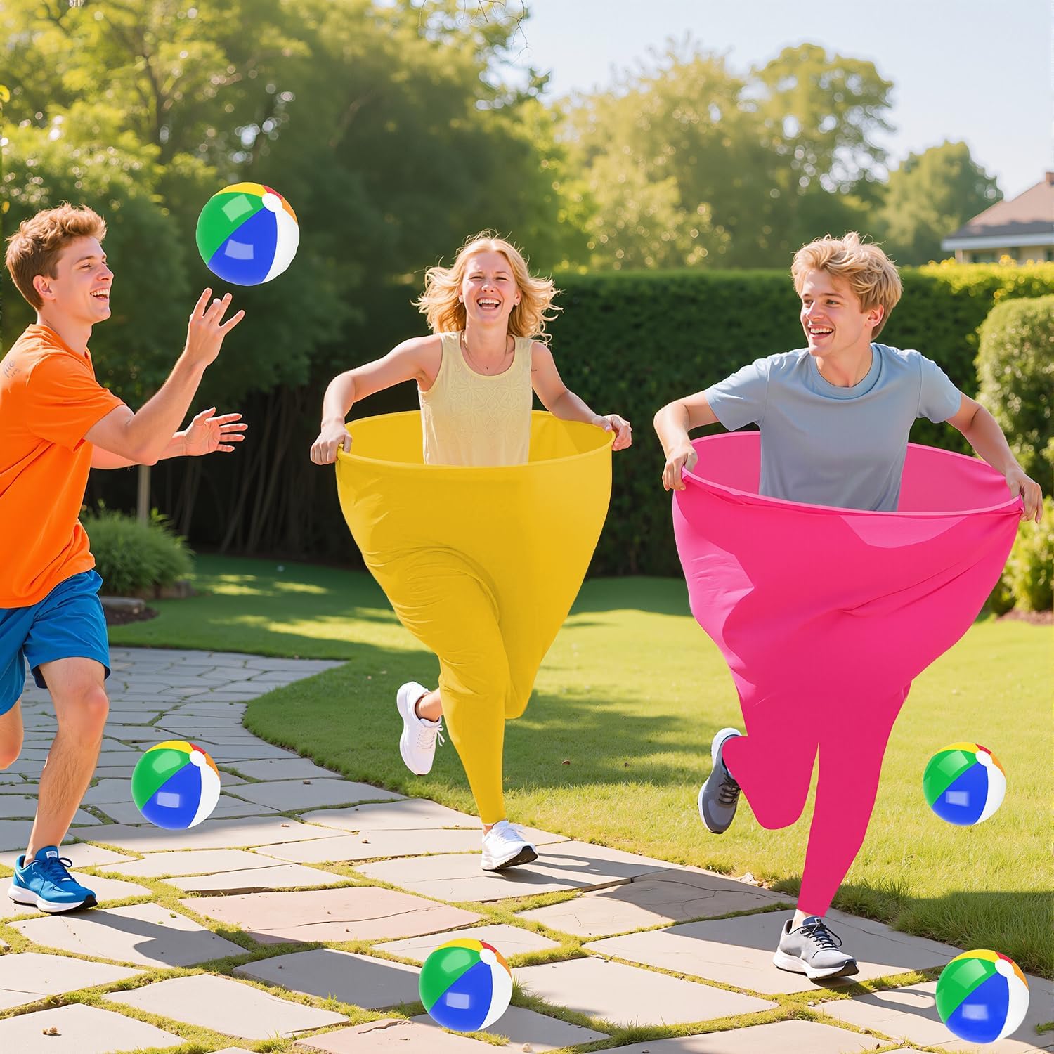 Granny Pants Outdoor Game,Granny Pants with 8 Bouncy Balls & 1 Air Pump (Random Colors) and 2 Pack Color Granny Pants Yard Game for Family Reunion Party Field Game