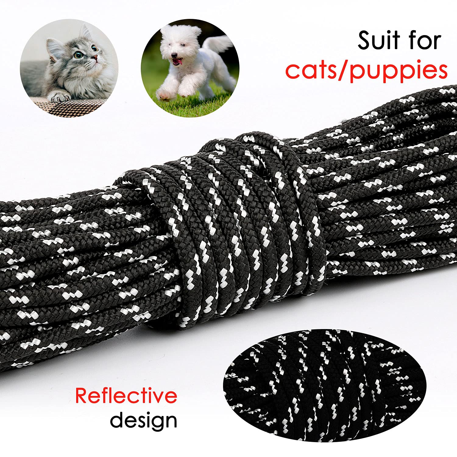 RANYPET Reflective Long Cat Lead, 4.5M/15FT Escape Proof Lightweight Cat Leash - Image 4