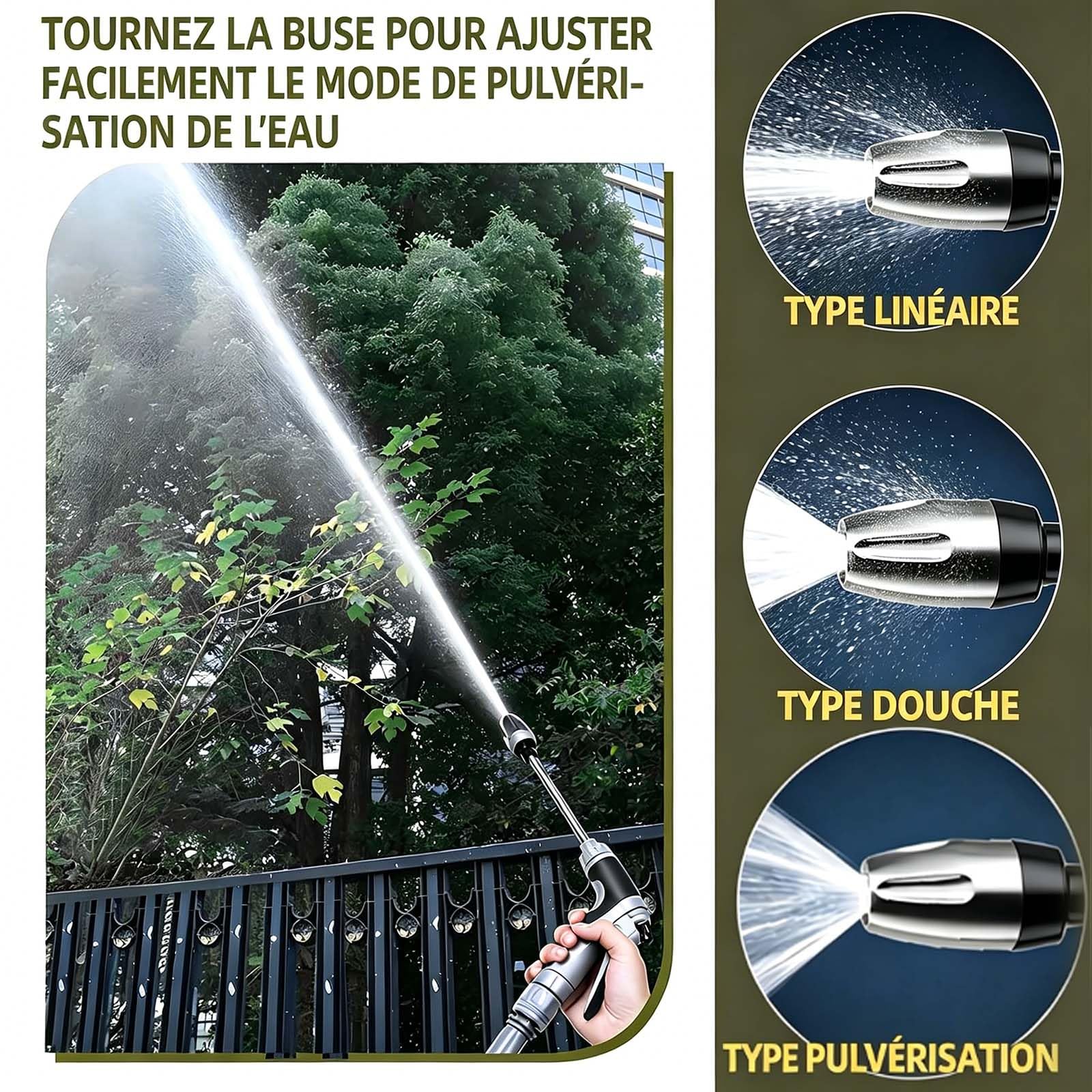 Jetterix Haute Pression Portable – 2026 Nouveau jetterix Pistolet de Nettoyage Puissant 15x avec Buse Multi-Angle pour Voiture, Terrasse et Gouttière (1 pcs)