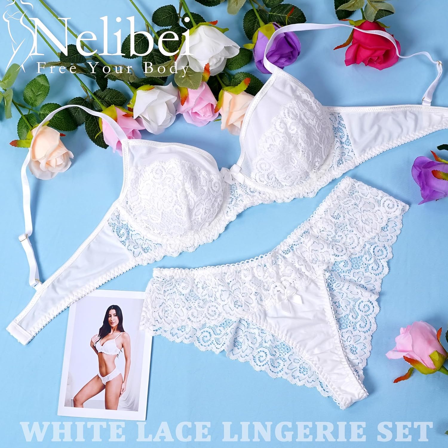 Lace Lingerie for Women 2 Piece, Push Up Bra and Cheeky Panty Sets for Women,Comfortable Womens Sexy Lingerie - Image 2