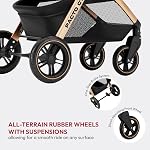 DrBash 2-in-1 Baby Stroller, Convertible Reversible Seat, Compact Fold, All-Terrain Wheels, Large Canopy, Newborn to Toddler Portable Baby Stroller with Storage Basket & Accessories (ROSE GOLD)