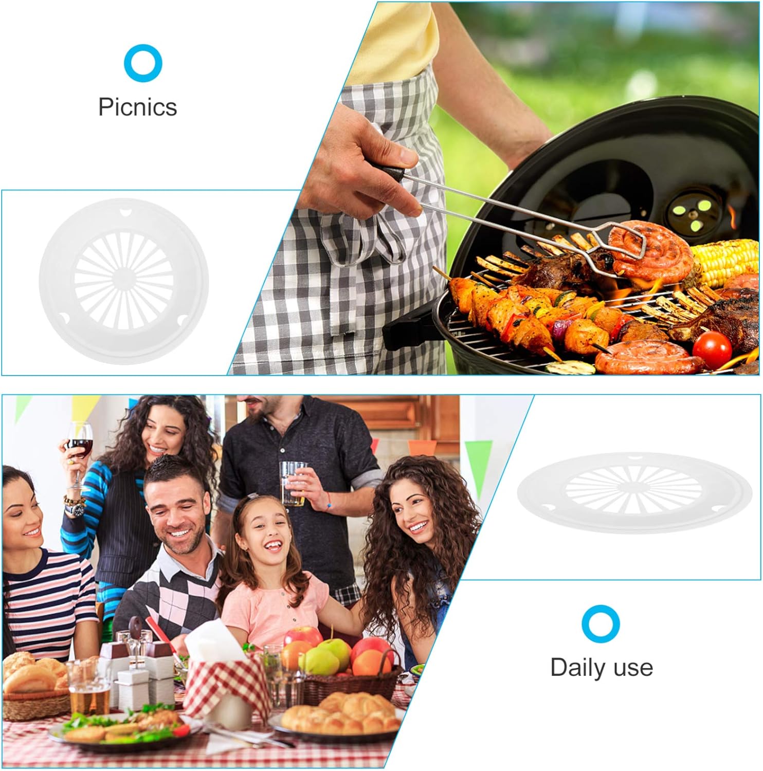 JOEBO Reusable Plastic Paper Plate Holder 10.6 inch Round BBQ Trays Modern Style Plate Support Outdoor Picnic Supplies