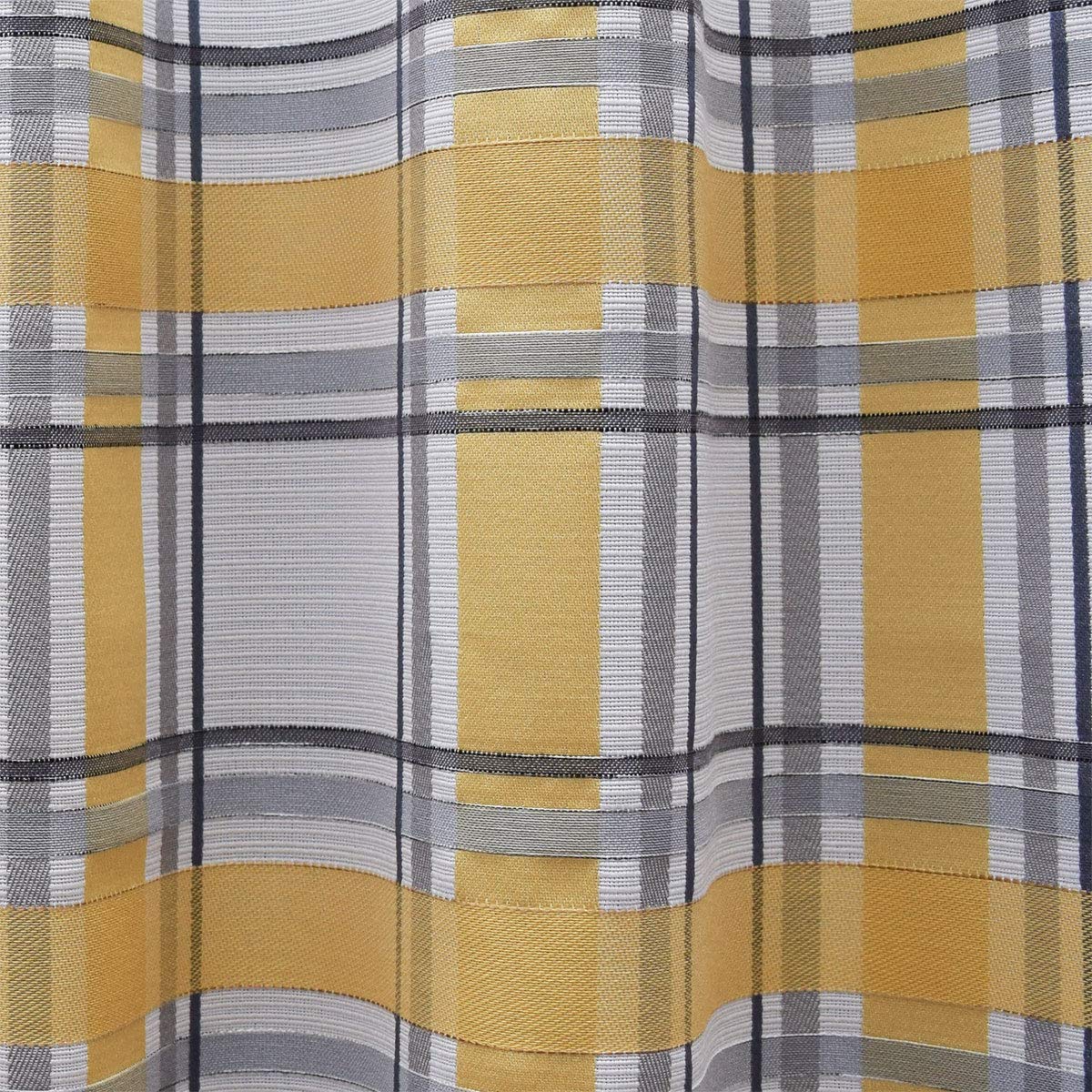 Landhaus-Vorhang Ösenschal Hetty gelb-weiß kariert | Dekoschal aus hochwertigem Webstoff 8 Ösen | Übergardine für Küche, Esszimmer, Gästewohnung, Kaminzimmer Höhe x Breite 125 x 130 cm
