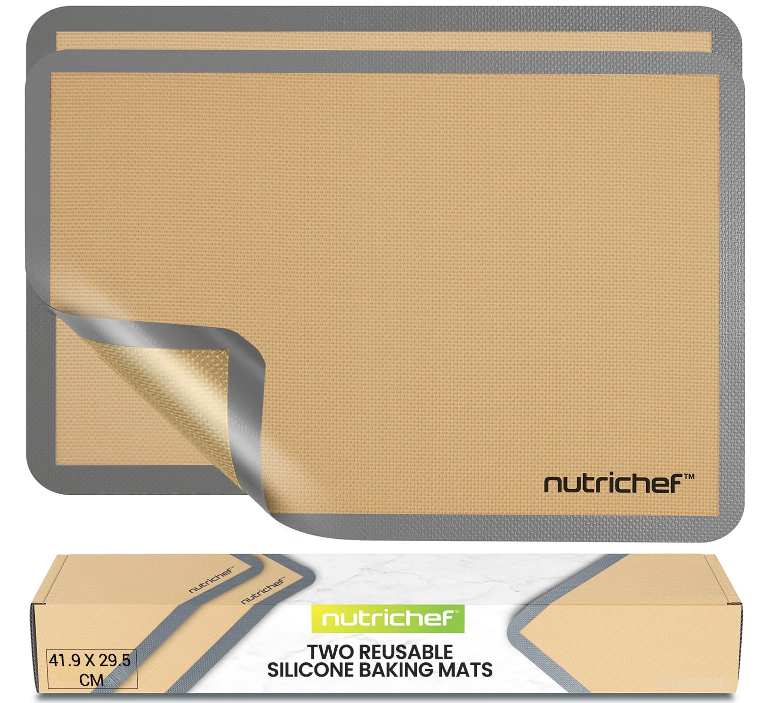 Non-Stick Silicone Baking Mat Set Reusable Oven Liners 2 Pack