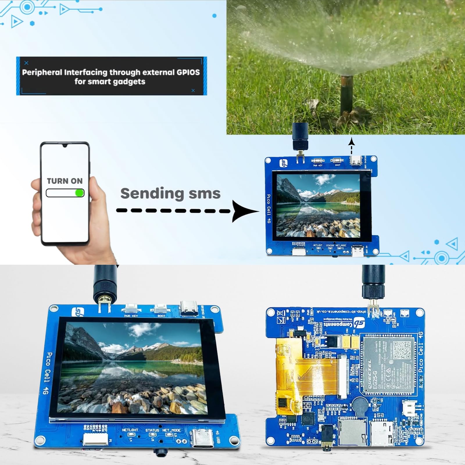 SB COMPONENTS Pico Cell 4G con antenna Alimentato dal chip RP2040 e modulo cellulare Quectel EG25-G 4G LTE a 32 bit doppio ARM Cortex-M0+ microcontrollore che vanta 8 MB per connettività e creatività
