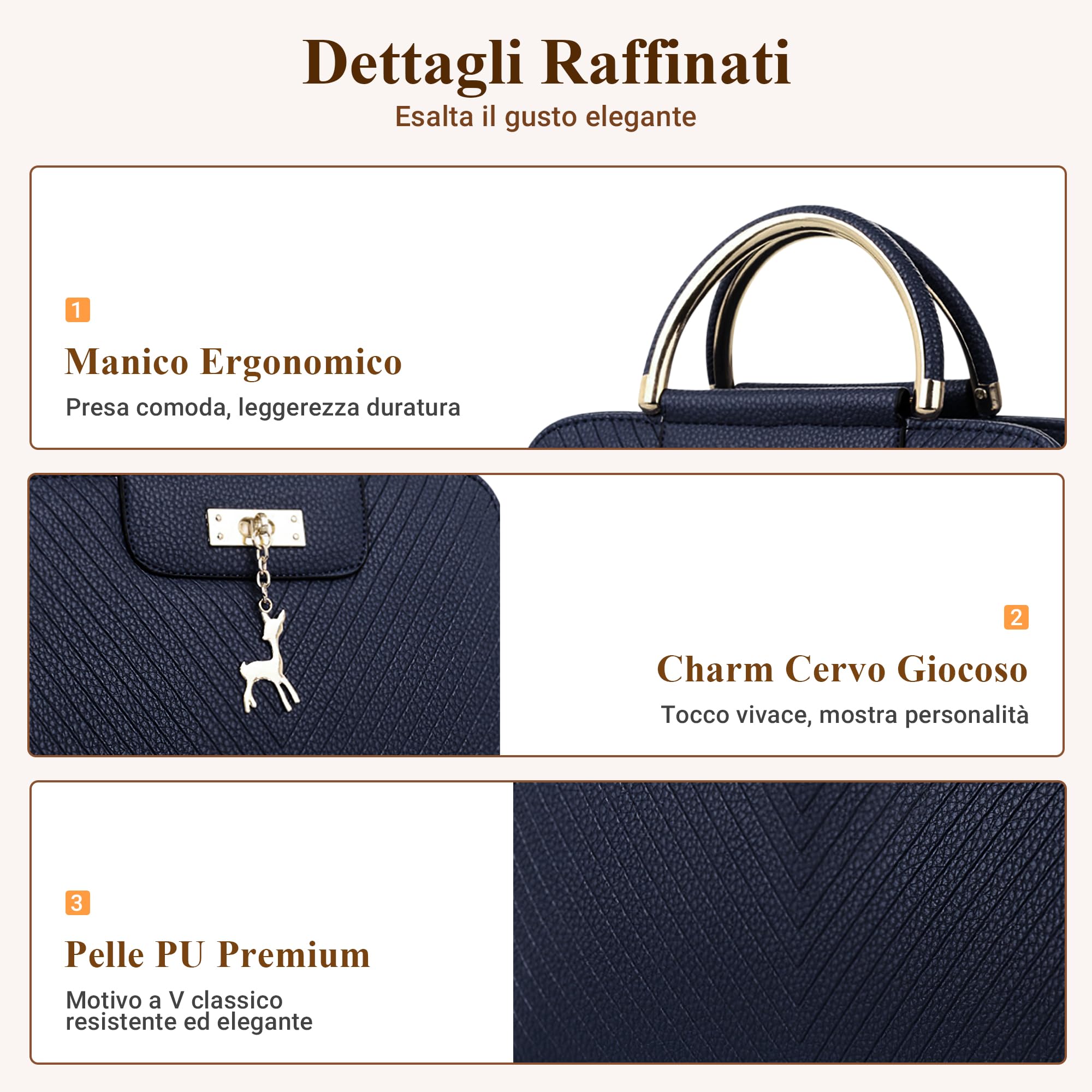 DIRRONA Donna Borse Mano Casuale Borsa Tracolla Viaggio Messaggero Borsa Texture a Forma di V Donna Borsa Shopper Quotidiano Borsa Da Donna Ciondolo in Metallo Fulvo Blu