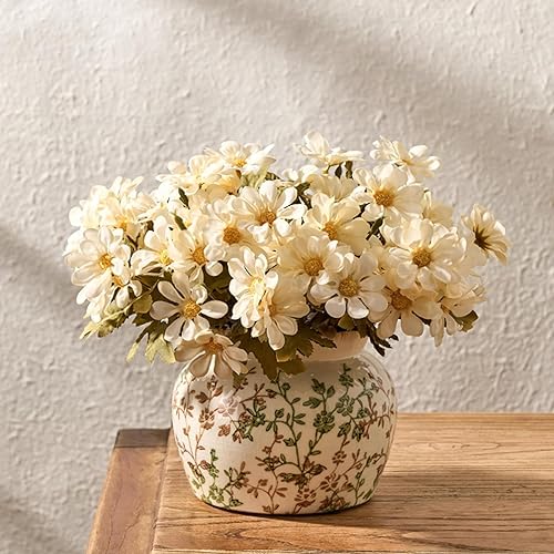 Miniatura 10 de SIDUCAL Jarrón Vintage Azul y Blanco | Cerámica Chinoiserie Floral de 6 Pulgadas | Jarrón Retro de Porcelana Azul y Blanca con Efecto Agrietado de