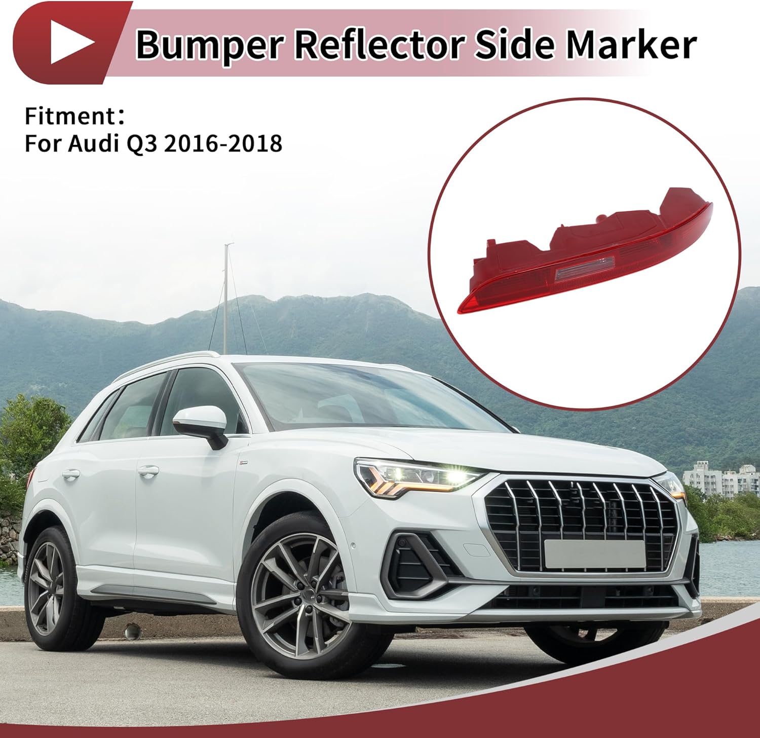 1 Pc Rear Right Bumper Reflectors No.8UD945096 Bumper Reflector Side Marker for Audi Q3 2016-2018