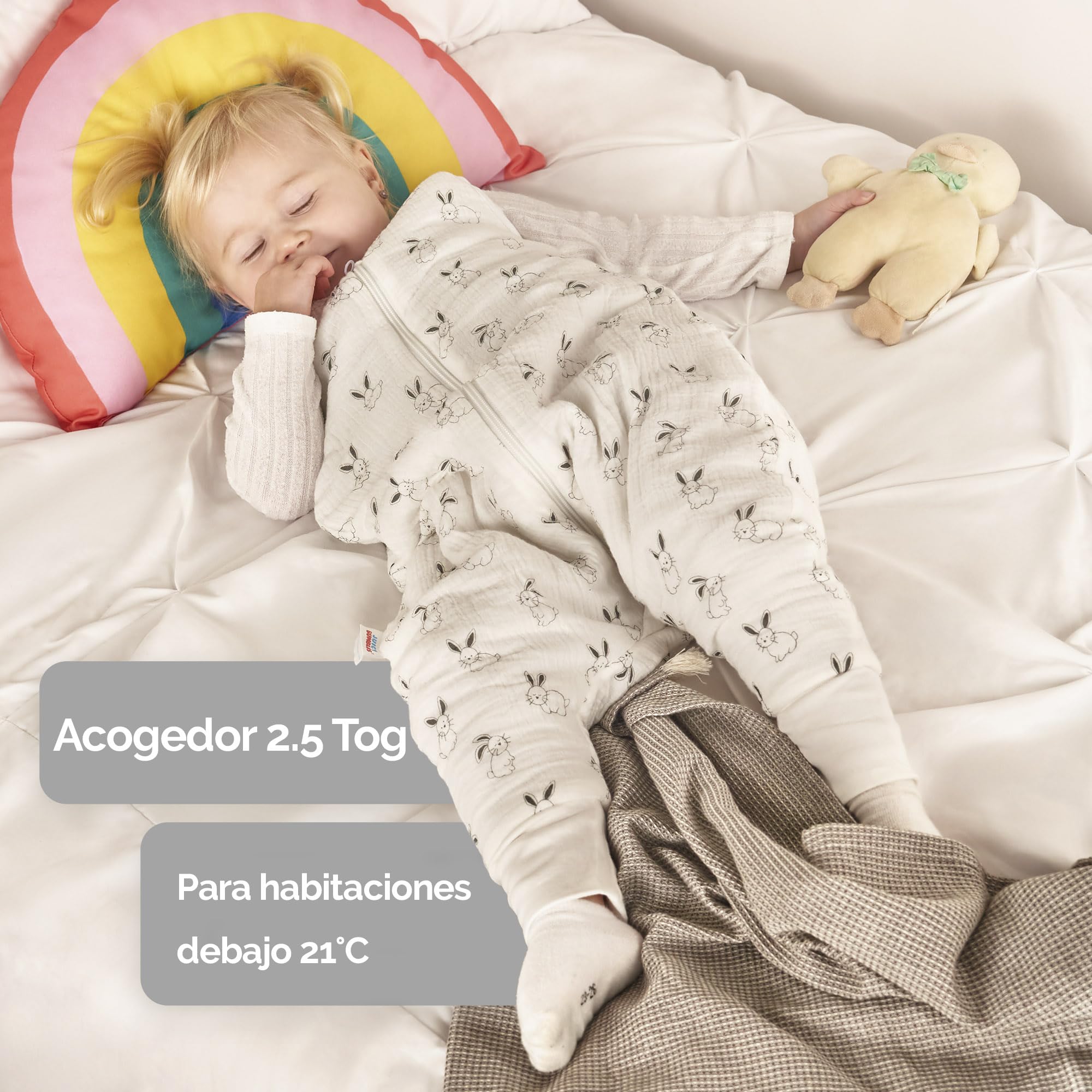 Juicy Bumbles Sacco Nanna con Piedini 2.5 Tog Imbottito in Garza di Cotone - Sacco Nanna Invernale 1-4 Anni - Sacco Nanna 2.5 Tog con Gambe Sacco Nanna Autunno Inverno