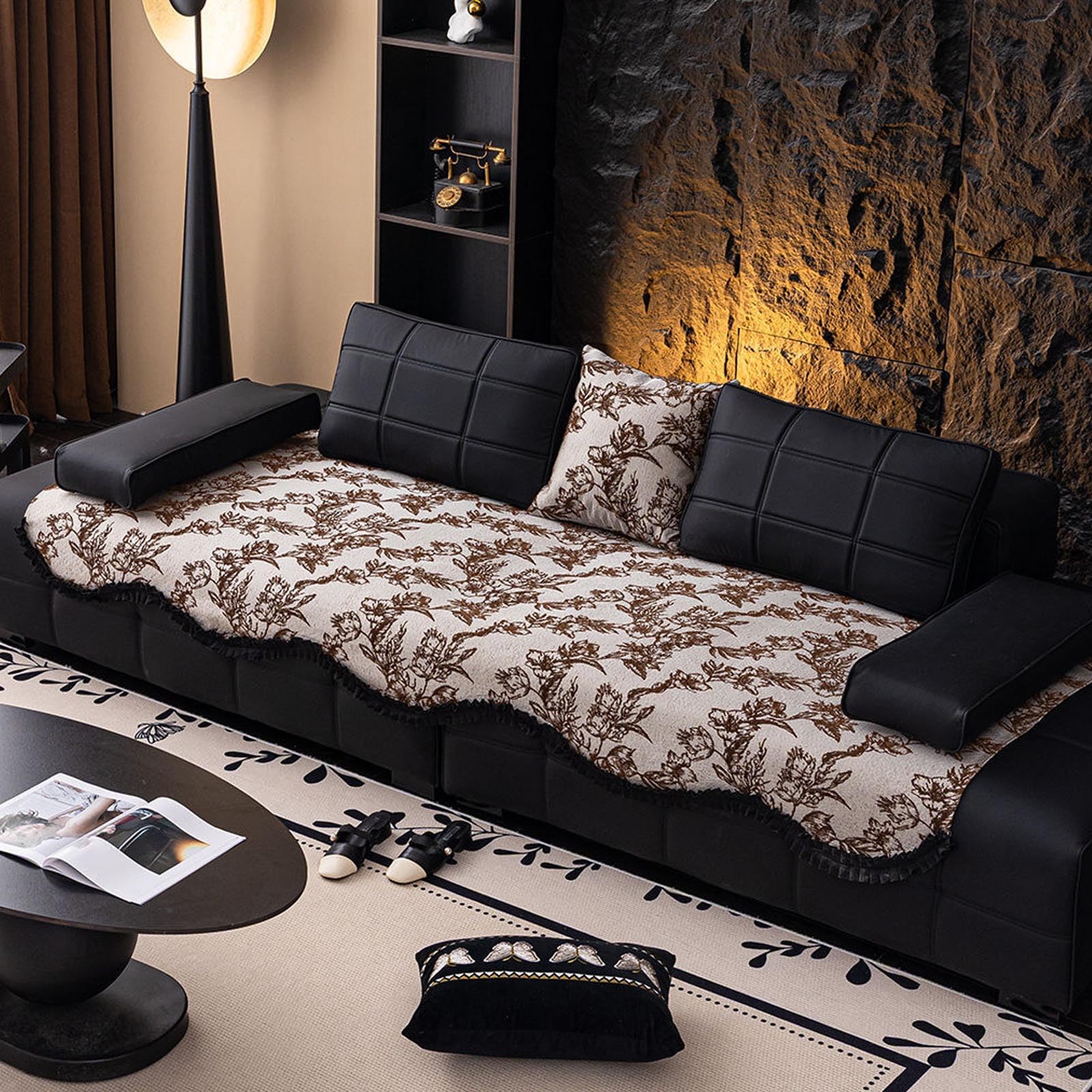 Housse de canapé en chenille lavable tissu doux tapis de protection universel