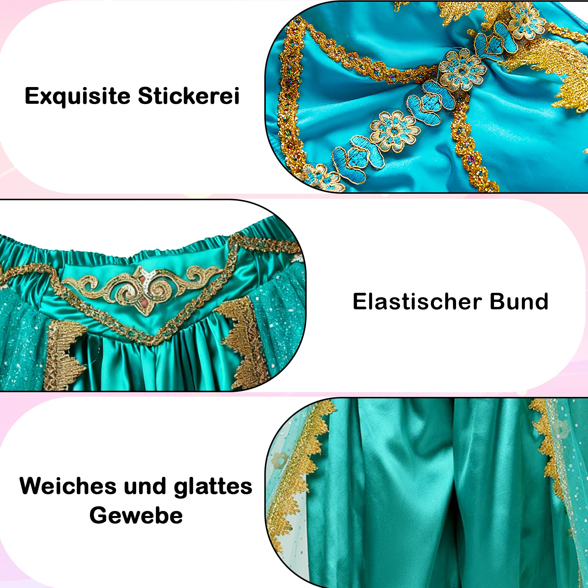 MUNAFIE Aladdin Bauchtanz Kostüm Jasmin Prinzessin Pailletten Kostüm Cosplay Halloween Karneval Geburtstag Party Outfits