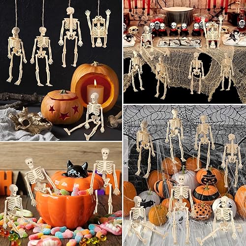 Miniatura 6 de 12 mini figuras de esqueleto, pequeños esqueletos pequeños para manualidades, suministros de decoración de fiesta de Halloween