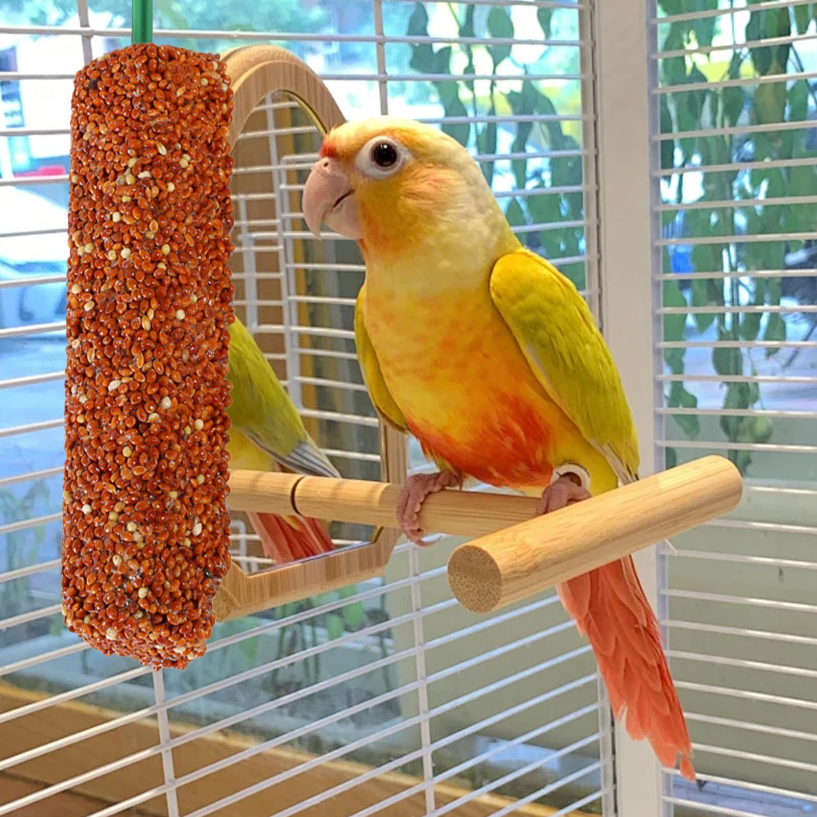 Parakeet Treats Sticks, Bird Snack Two, 5.51x0.98x0.98 inches Foraging Chew Food, Training Reward Bites, Nutritious Blend Formula, Ideal for Parrot, Finch, Myna, Conure Companions