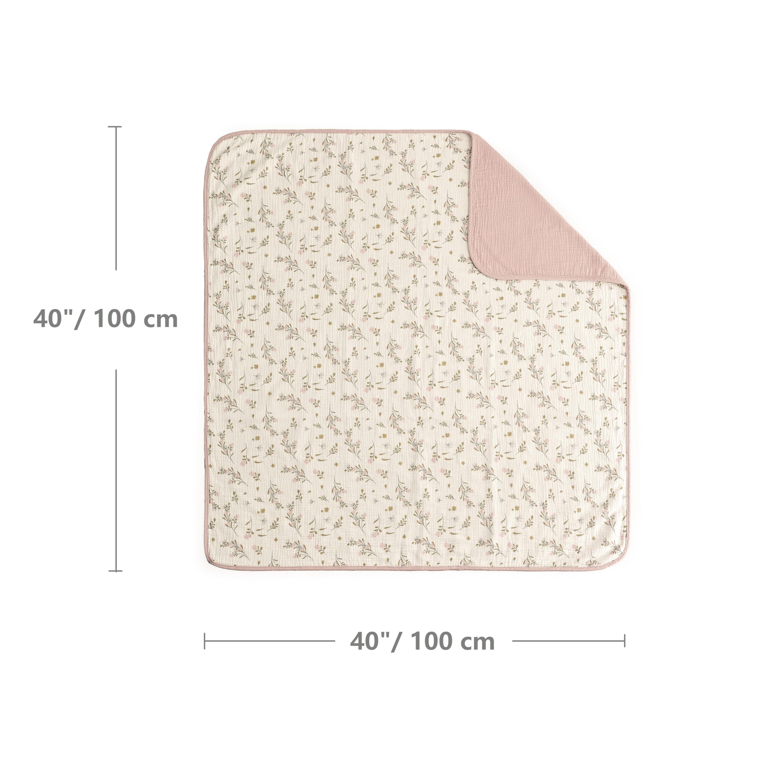 CREVENT 100% Bio-Baumwolle Musselin Babydecke für Neugeborene, unverzichtbar für Baby-Dusche Geburtstag Geschenk - Blume 100X100cm