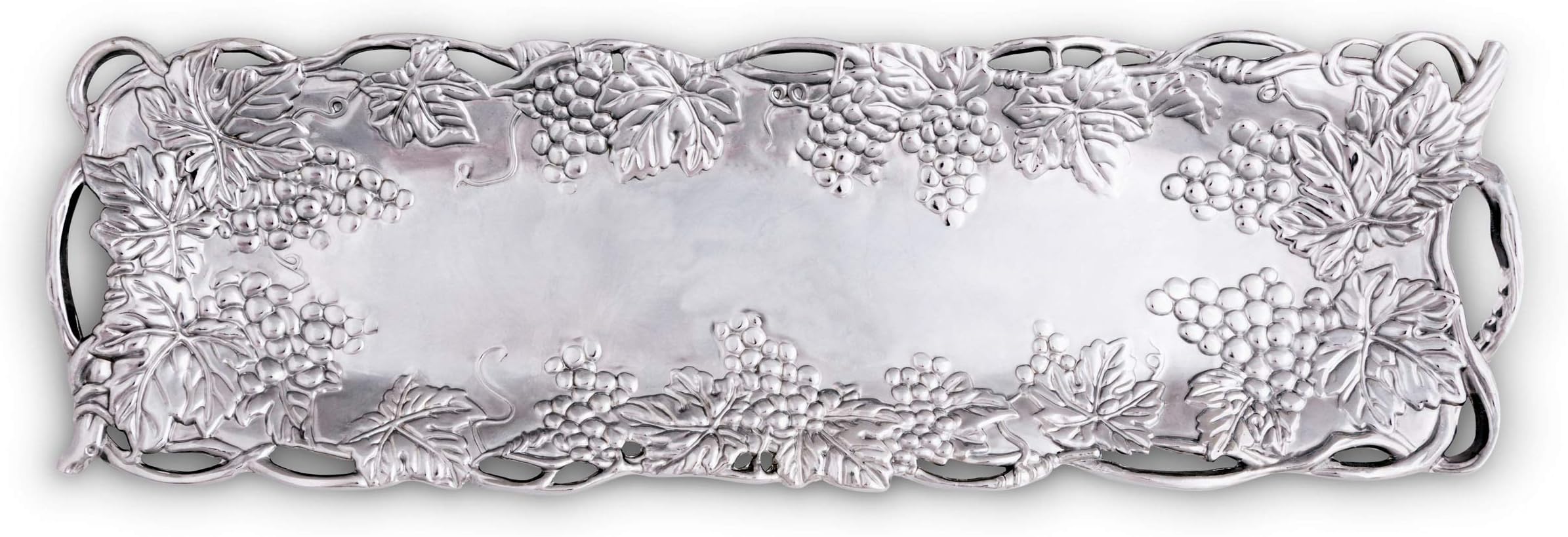 Arthur Court Designs Aluminum Metal Grape Pattern Oblong Serving Tray 19" x 5.5"