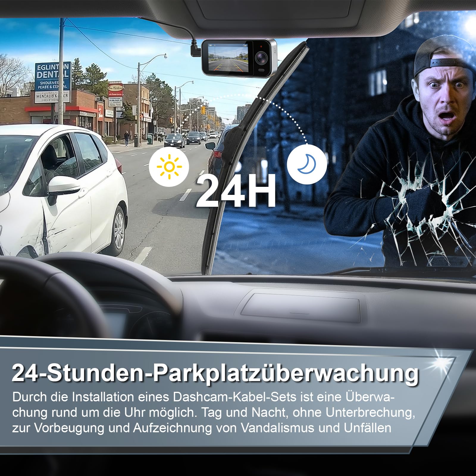 Valchoose Dashcam Hardwire Kit USB-C, 12V/24V auf 5V, 24 Std. Parkmodus, Niederspannungsschutz, Einfache Installation, hardwire kit dashcam, nur für EIN-Kanal USB-C Dashcams