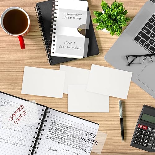 Miniatura 7 de Notas adhesivas transparentes de 4 x 6 pulgadas, 200 hojas grandes translúcidas autoadhesivas transparentes transparentes para oficina, mujer,