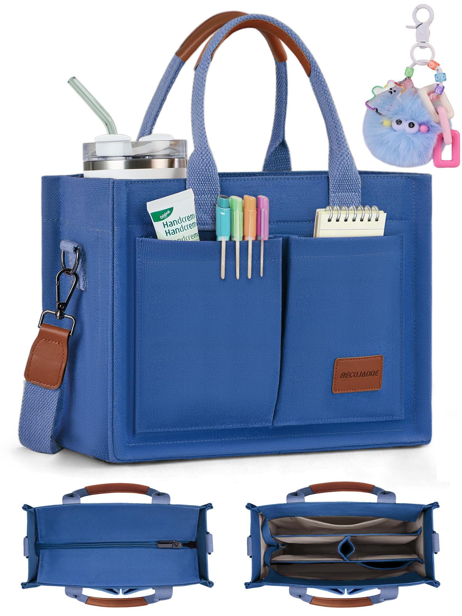 BECOJADDE Canvas Tote Bag Purse - travel totes | Mubboo