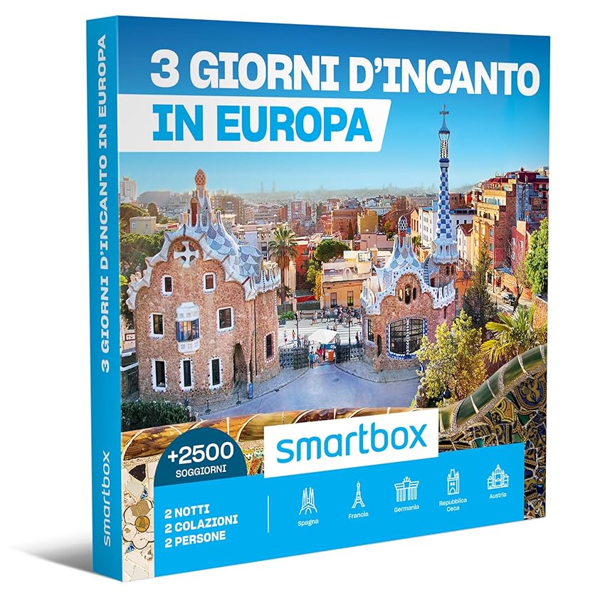 Smartbox - Cofanetto Regalo 3 Giorni d'incanto in Europa - Idea Regalo Originale - Due Notti con Colazione per 2 Persone