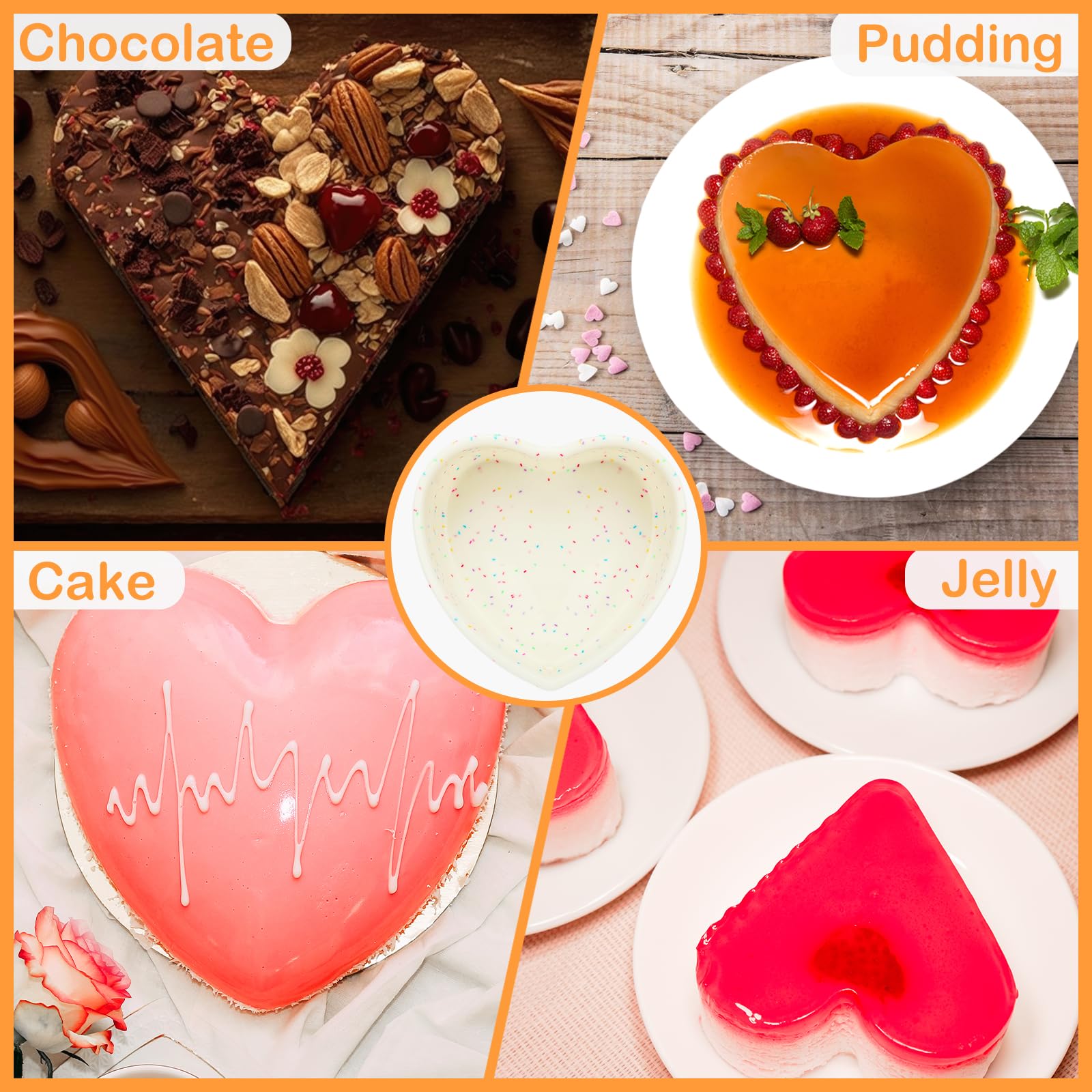 Mini molde para tartas de corazón de 5 pulgadas (12, puntos blancos)