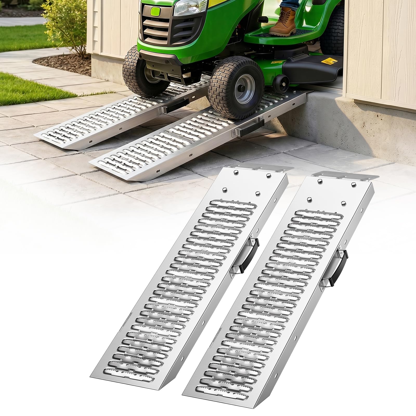 VEVOR Auffahrrampen 2 STK. Laderampen 985 x 225 mm, Anhängerrampen mit Antirutschplatten & 544 kg Gesamttragfähigkeit, Verladerampen Stahlrampen für Motorräder Rasenmäher Traktoren Anhänger