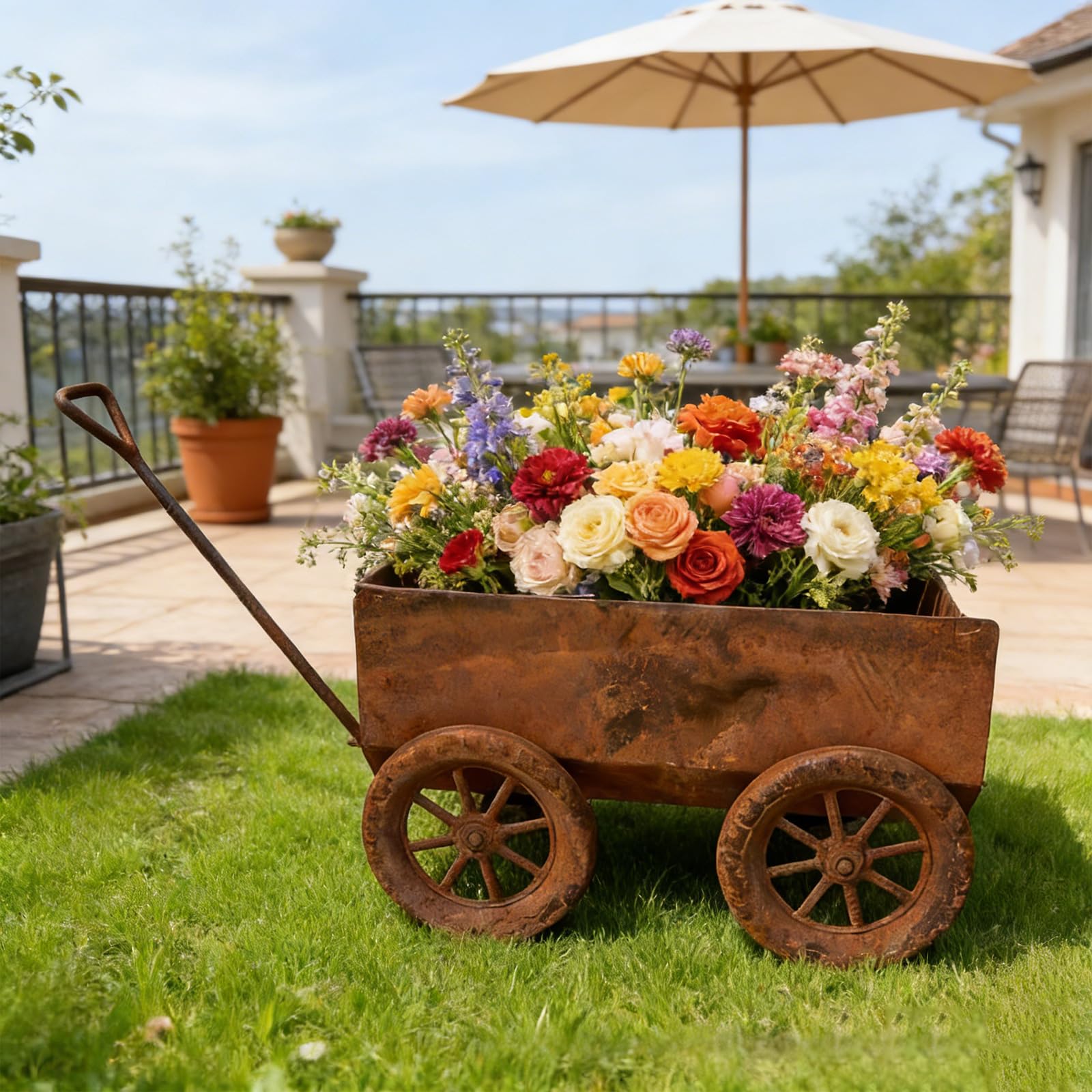 Support mobile pour plantes en pot dans le jardin ou l'intérieur - Conteneur de fleurs décoratif unique