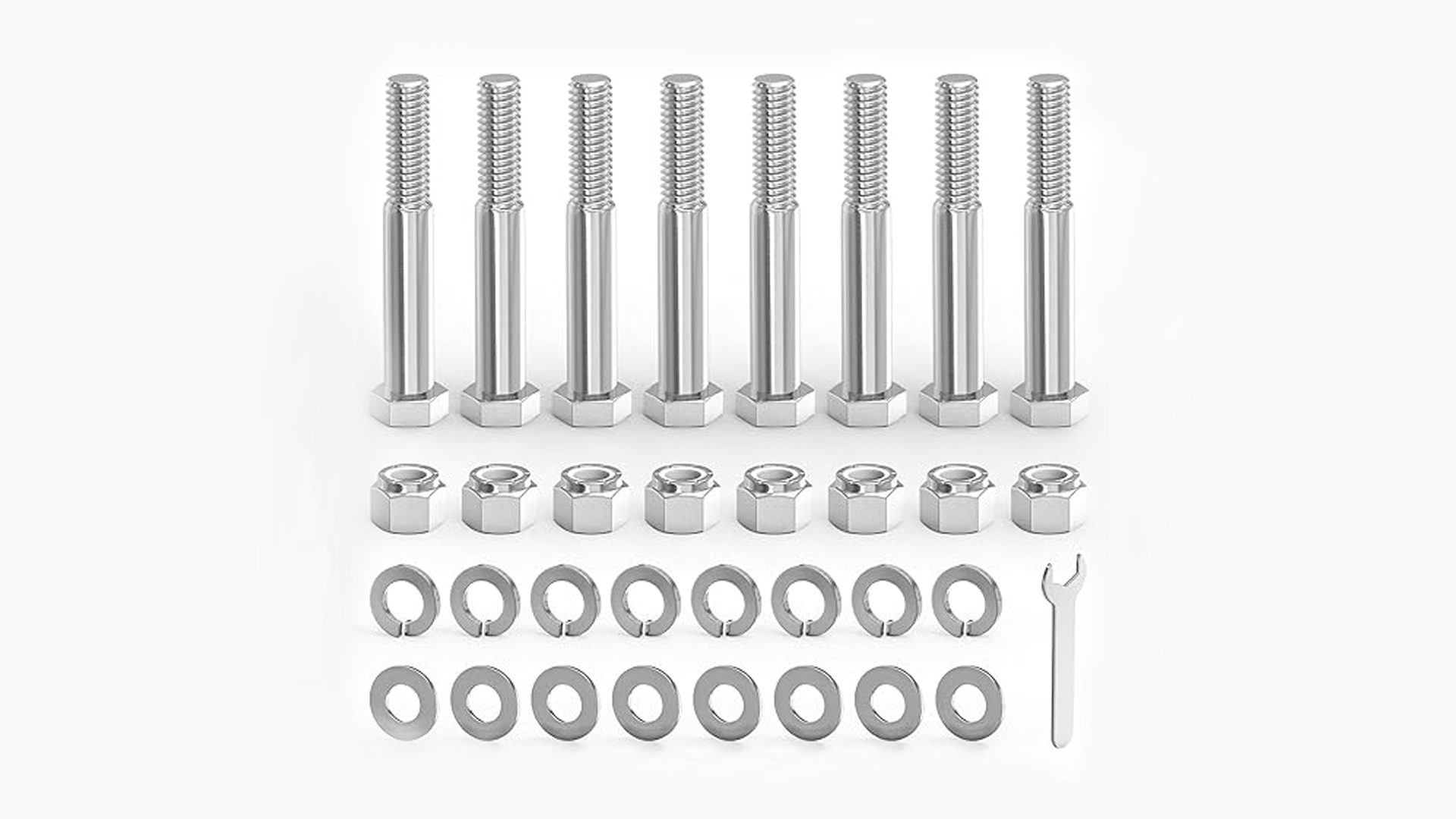 Image of 8PCS 1 /2 inch x 3-1 /2 inch 304 Stainless Steel External Hex Bolt, Half Threads Bolt with Nut and Spanner