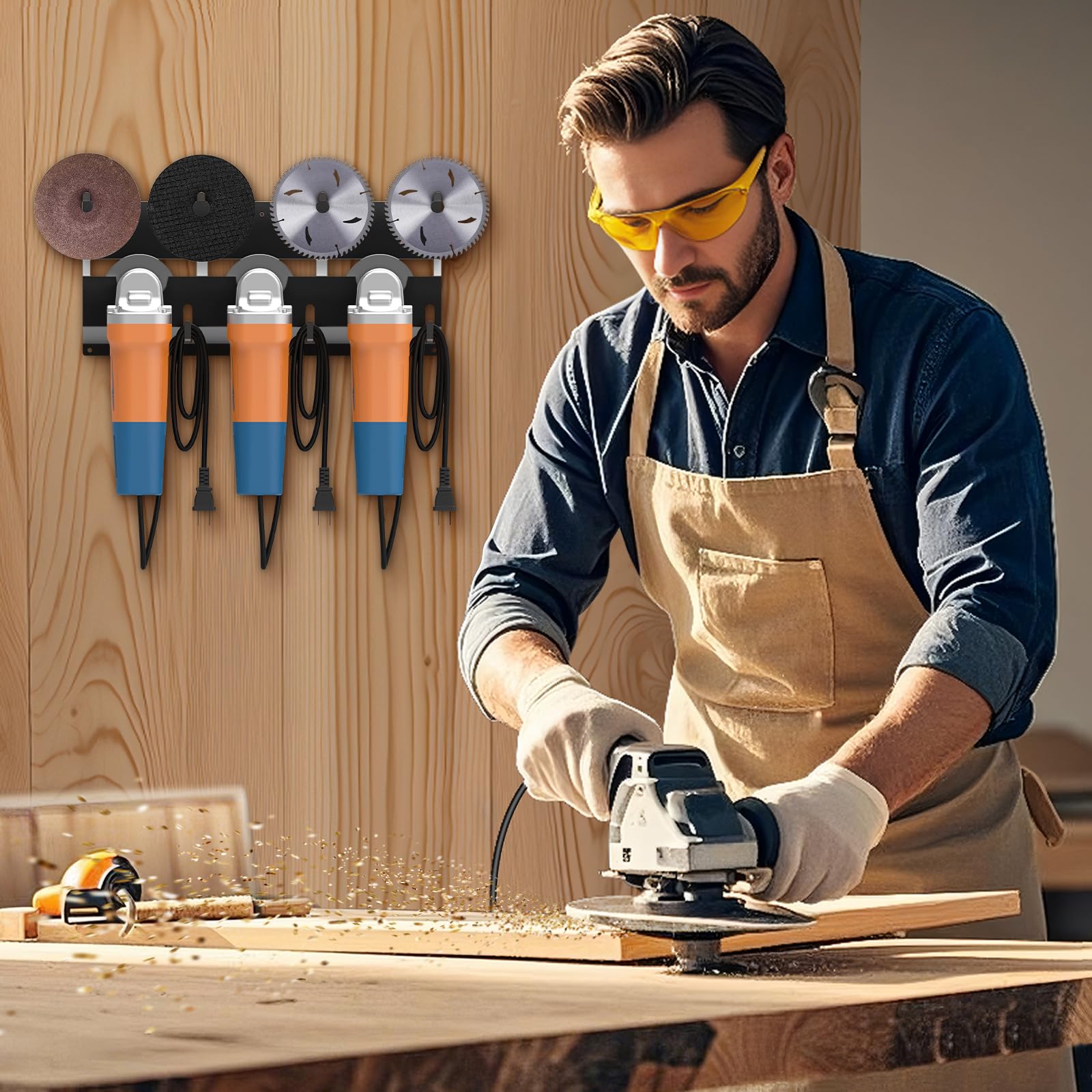 Angle Grinder Holder,Angle Grinder Stand with Discs Hook Rack & Cord Hanger — Amazon image 7